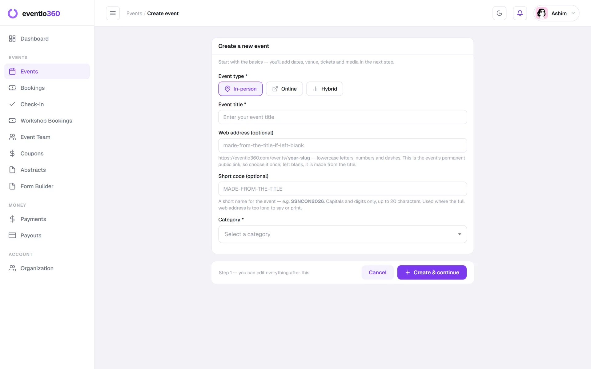 Create your event