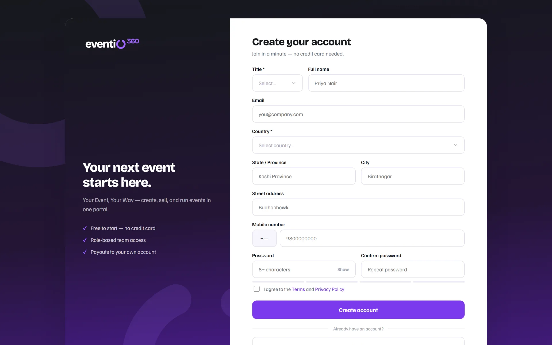 Create your free account
